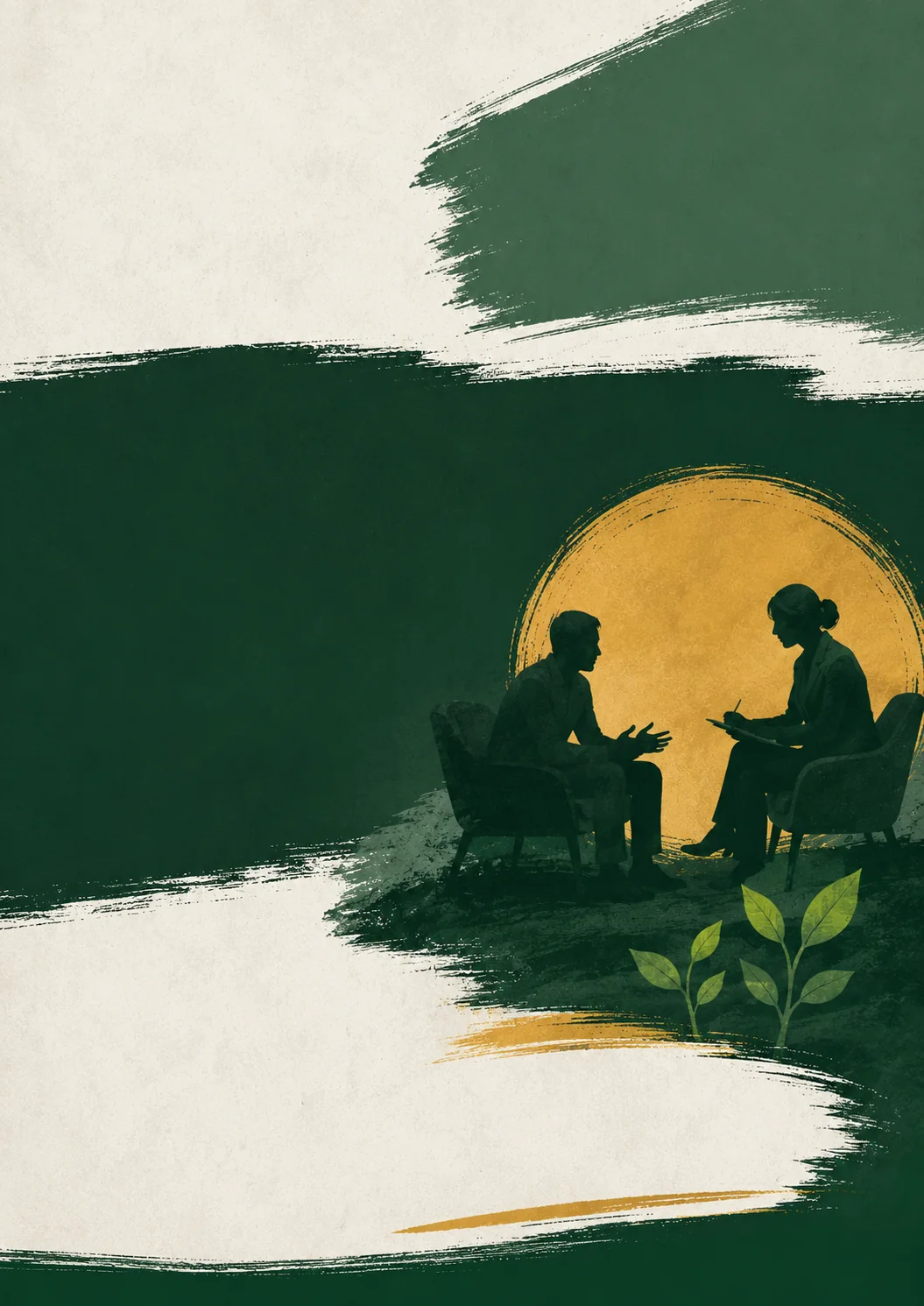 Ilustrace psycholožky při individuální konzultaci s klientem.